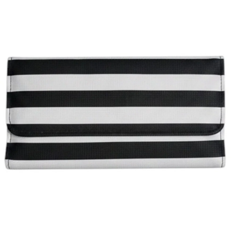 KUT from the Kloth Black White Striped Trifold Wallet ID Window Card Slots